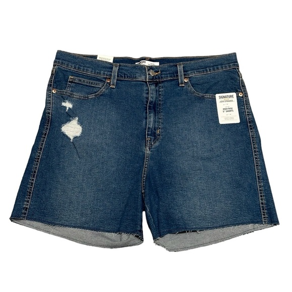 Women’s Levi’s 16 XL 1X Navy Blue Denim Jeans Shorts Ripped Cut Offs Stretch NWT - Picture 4 of 11